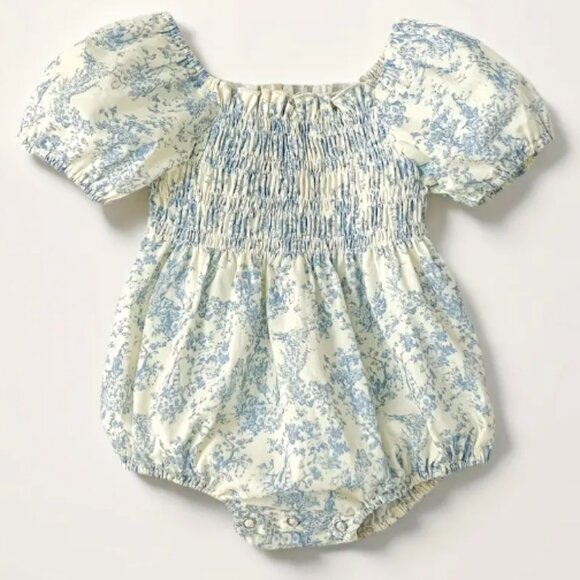 Vintage-Inspired Cotton Romper for Baby Girls - Picture 1 of 2